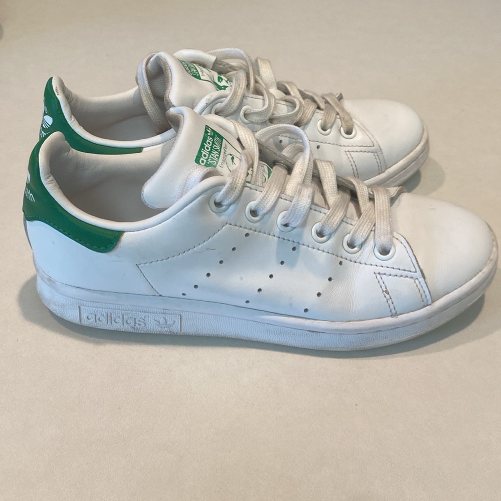 ADIDAS STAN SMITH Sneaker Shoe White Green Leather sz 4 US  36EU